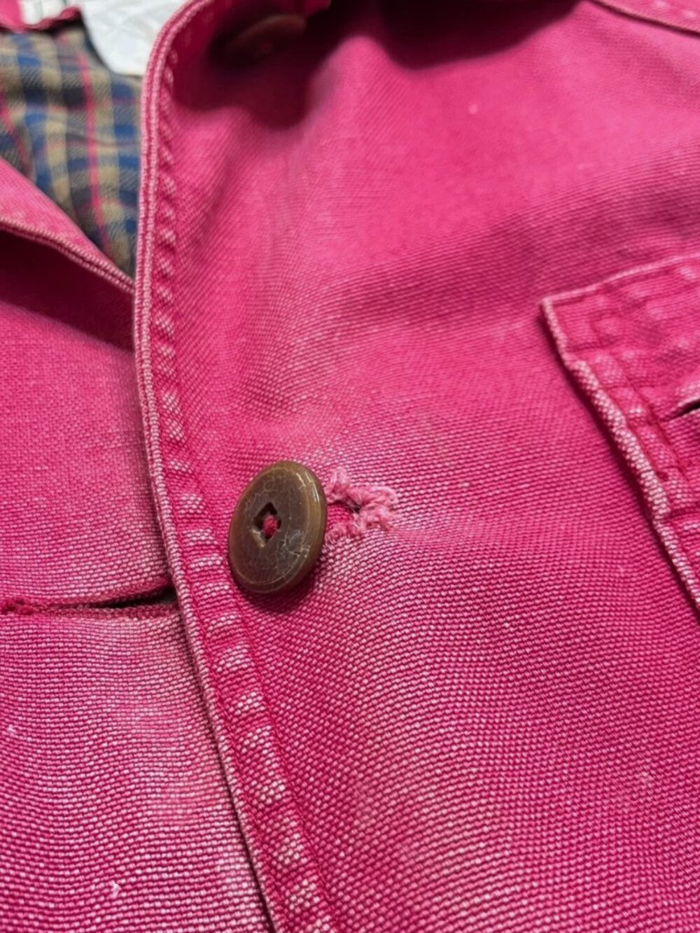 Vintage L.L Bean Cranberry/Pink Worn Canvas Barn Coat - Picture 4 of 11